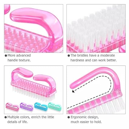 4 Pcs Nail Brush for daily Use – 4 Different Kinds of Fingernail brush with Plastic Handle Nail brush for cleaning Fingernails – Easy to use Nail Scrub brush – Nail Cleaner Nail brushes for Hands Feet