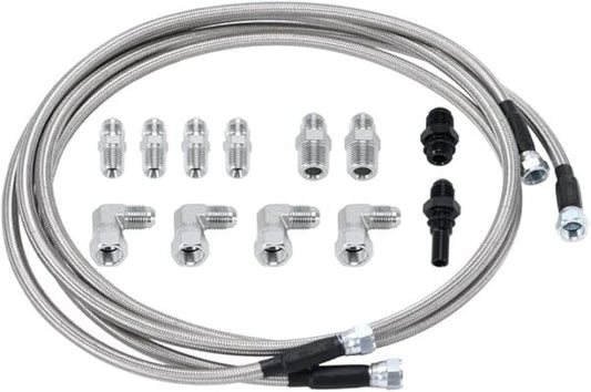 6AN 70″ Transmission Fluid Oil Cooler Hose Line kit for GM Chevy Transmission 4L80E TH350 TH400 4L60E 700R4 200-4R TR6060 Ford AOD 4R100 4R70W and C5 Stainless Steel Braided PTFE Hose