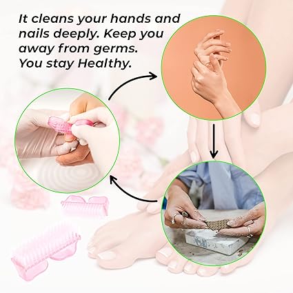 4 Pcs Nail Brush for daily Use – 4 Different Kinds of Fingernail brush with Plastic Handle Nail brush for cleaning Fingernails – Easy to use Nail Scrub brush – Nail Cleaner Nail brushes for Hands Feet