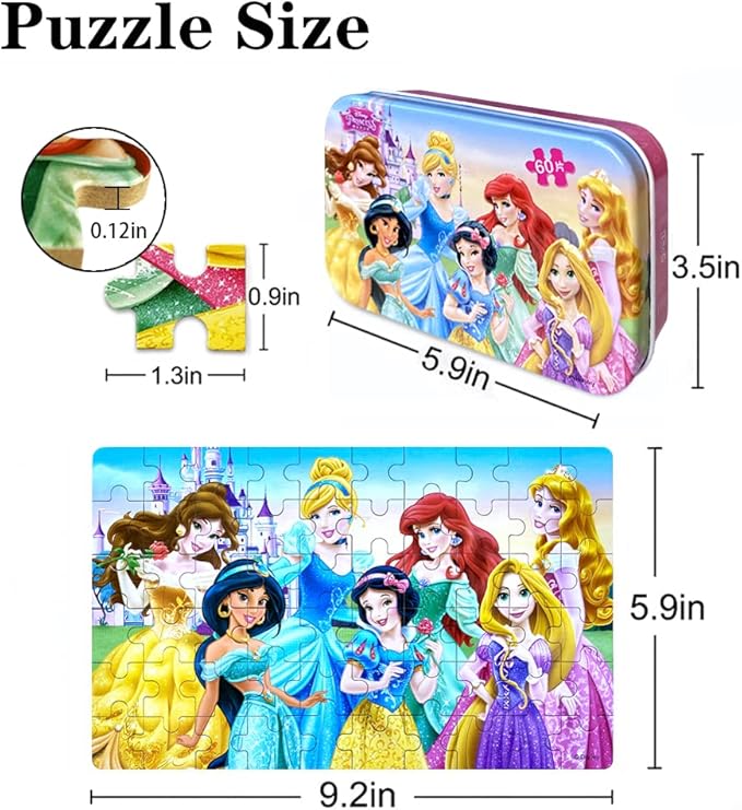 60 Piece Jigsaw Puzzles for Kids Ages 4-8 Educational Learning Toys for Boys & Girls Fun Puzzle Game with Sturdy Tin Box Storage Toddler & Preschool Children’s Activity