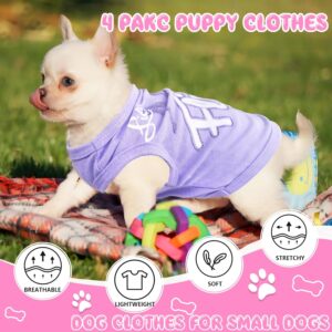 4 Pieces Puppy Clothes for Small Dogs Girl Summer Soft Puppy Clothes Cute Chihuahua Teacup Dog Clothes Female Dog Shirts Pet Clothing (X-Small)