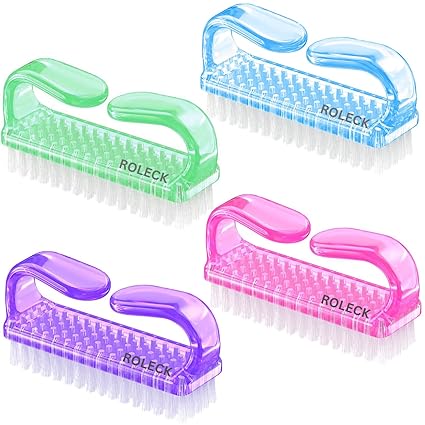 4 Pcs Nail Brush for daily Use – 4 Different Kinds of Fingernail brush with Plastic Handle Nail brush for cleaning Fingernails – Easy to use Nail Scrub brush – Nail Cleaner Nail brushes for Hands Feet