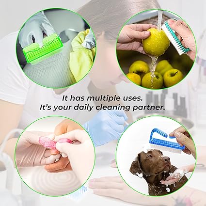 4 Pcs Nail Brush for daily Use – 4 Different Kinds of Fingernail brush with Plastic Handle Nail brush for cleaning Fingernails – Easy to use Nail Scrub brush – Nail Cleaner Nail brushes for Hands Feet