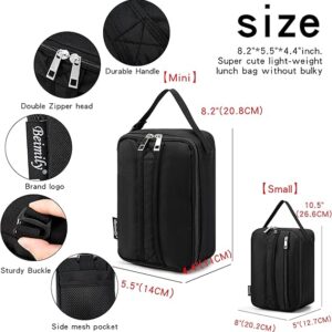BEIMILY Mini Insulated Lunch Bag for Women Men, Portable Refrigerated Lunch Box,Soft Insulated Tote Cooler Bag for Work Camping Hiking Beach Picnic with Comfort Handle and Removable Hand Strap(Black)
