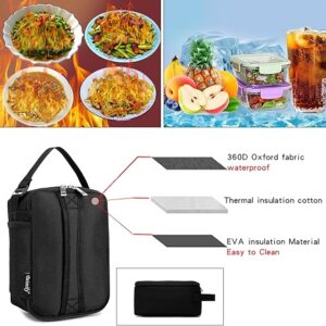 BEIMILY Mini Insulated Lunch Bag for Women Men, Portable Refrigerated Lunch Box,Soft Insulated Tote Cooler Bag for Work Camping Hiking Beach Picnic with Comfort Handle and Removable Hand Strap(Black)
