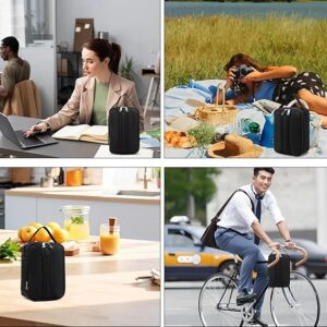 BEIMILY Mini Insulated Lunch Bag for Women Men, Portable Refrigerated Lunch Box,Soft Insulated Tote Cooler Bag for Work Camping Hiking Beach Picnic with Comfort Handle and Removable Hand Strap(Black)