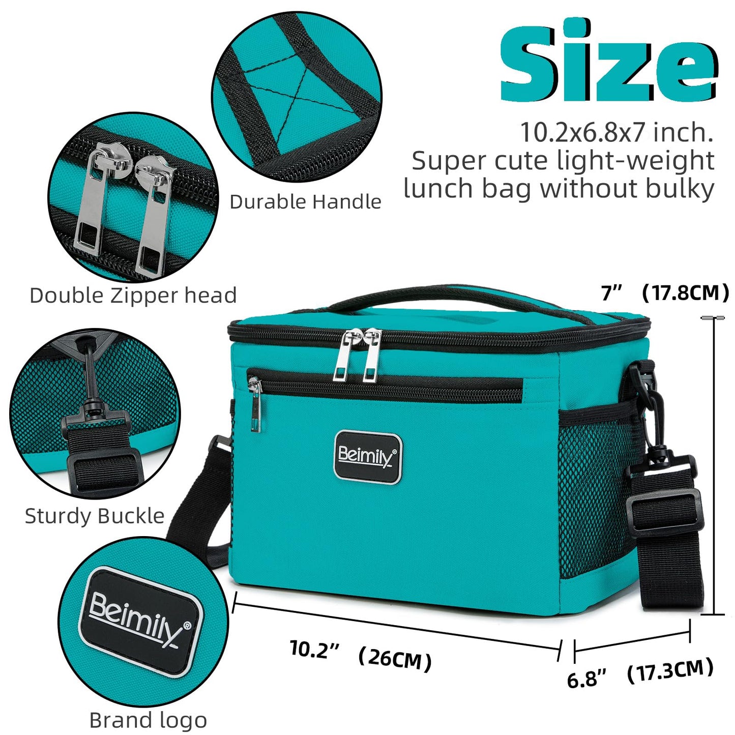 BEIMILY Lunch Box for Men/Women,Small Insulated Lunch Bag,Reusable LunchBox for work Picnic Hiking Beach,Leakproof Soft Cooler Tote Bag Organizer